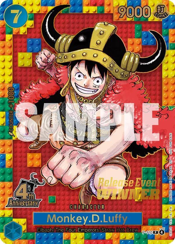 Monkey.D.Luffy (4th Anniversary) (Winner) - One Piece Promotion Cards (OP-PR) SEALED