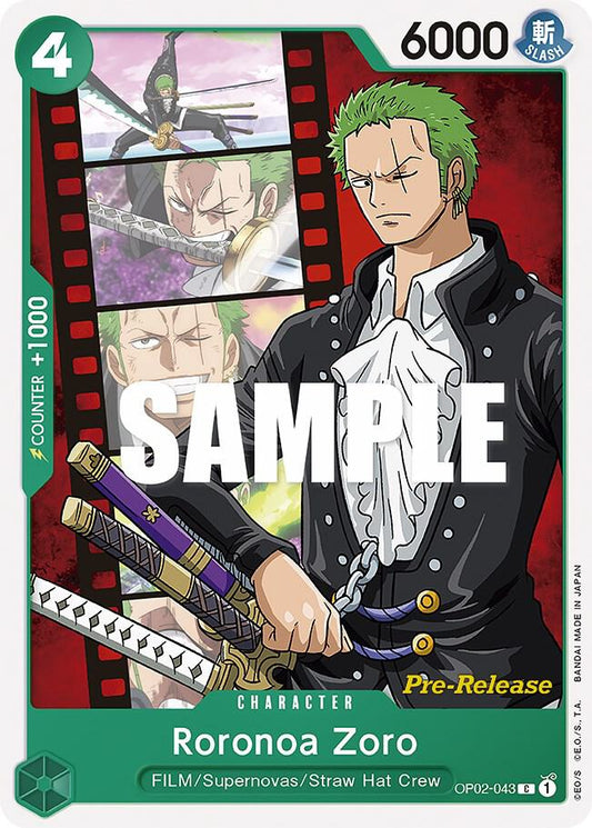 Roronoa Zoro - Paramount War Pre-Release Cards (OP02 PRE)