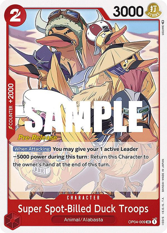 Super Spot-Billed Duck Troops - Kingdoms of Intrigue Pre-Release Cards (OP04 PRE)