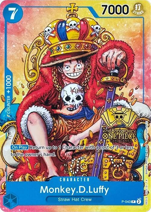 2nd Anniversary Monkey.D.Luffy P-043 Sealed Promo