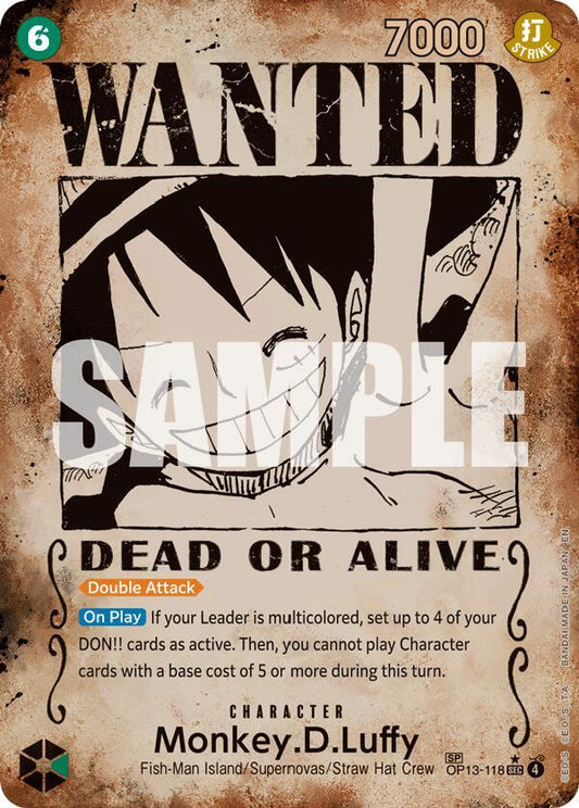 Monkey.D.Luffy (118) (Wanted Poster) - Carrying On His Will (OP13) NM