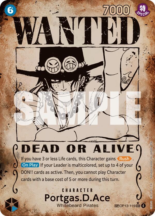 Portgas.D.Ace (119) (Wanted Poster) - Carrying On His Will (OP13) NM