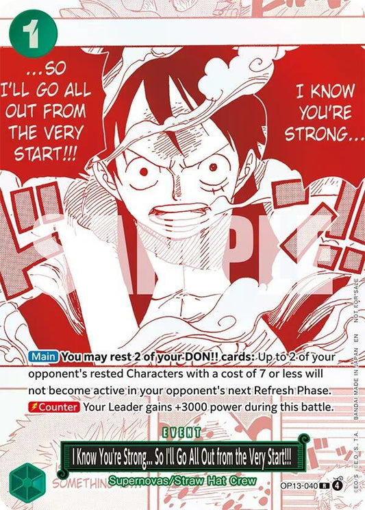 I Know You're Strong... So I'll Go All Out from the Very Start!!! (3rd Anniversary Treasure Campaign Pack) - One Piece Promotion Cards (OP-PR)