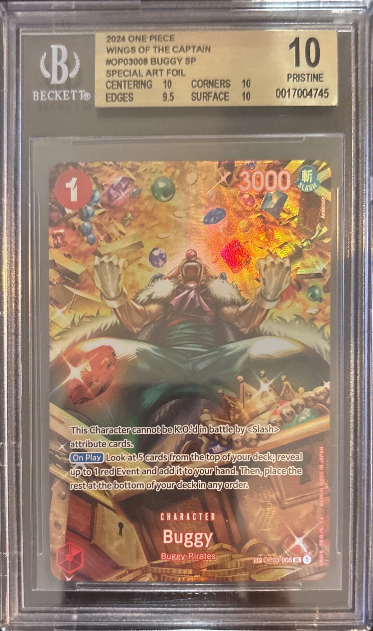 2024 One Piece Wings Of The Captain #OP03008 Buggy SP BGS 10 PRISTINE