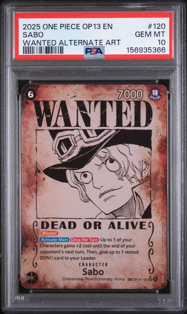 2025 ONE PIECE OP13-CARRYING ON HIS WILL #120 SABO WANTED ALTERNATE ART