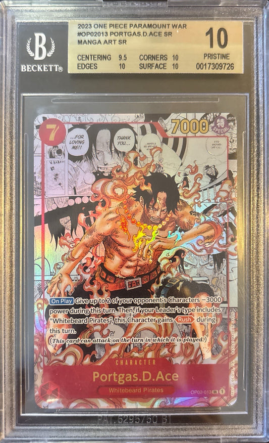 2023 One Piece Portgas.D.Ace OP02 Manga Art BGS 10