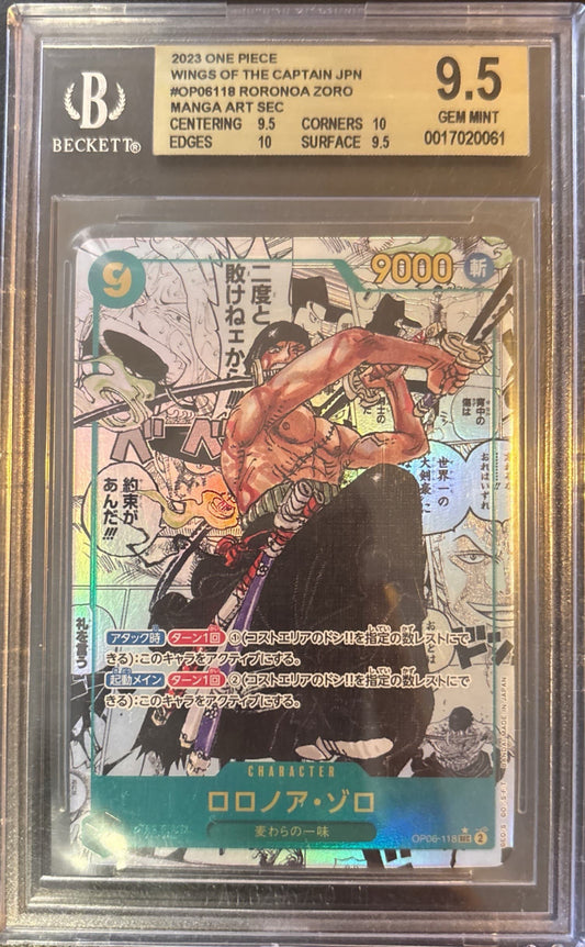 2023 One Piece Roronoa Zoro OP06 Manga Art BGS 9.5 Japanese