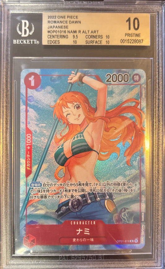 2022 One Piece Nami OP01 Alt Art BGS 10 Japanese