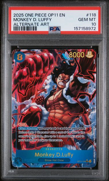 2025 ONE PIECE OP11-A FIST OF DIVINE SPEED #118 MONKEY D. LUFFY ALTERNATE ART