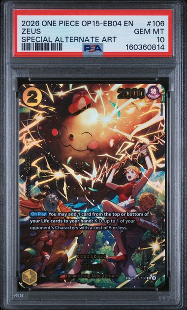 2026 ONE PIECE OP15-EB04-ADVENTURE ON KAMI'S ISLAND #106 ZEUS SPECIAL ALTERNATE ART