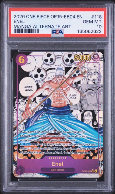 2026 ONE PIECE OP15-EB04-ADVENTURE ON KAMI'S ISLAND #118 ENEL MANGA ALTERNATE ART