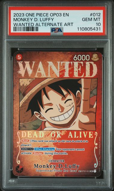 2023 ONE PIECE OP03-PILLARS OF STRENGTH #012 MONKEY D. LUFFY WANTED ALTERNATE ART