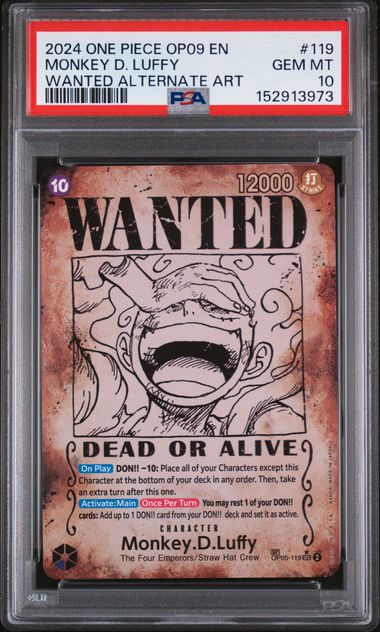 2024 ONE PIECE OP09-EMPERORS IN THE NEW WORLD #119 MONKEY D. LUFFY WANTED ALTERNATE ART