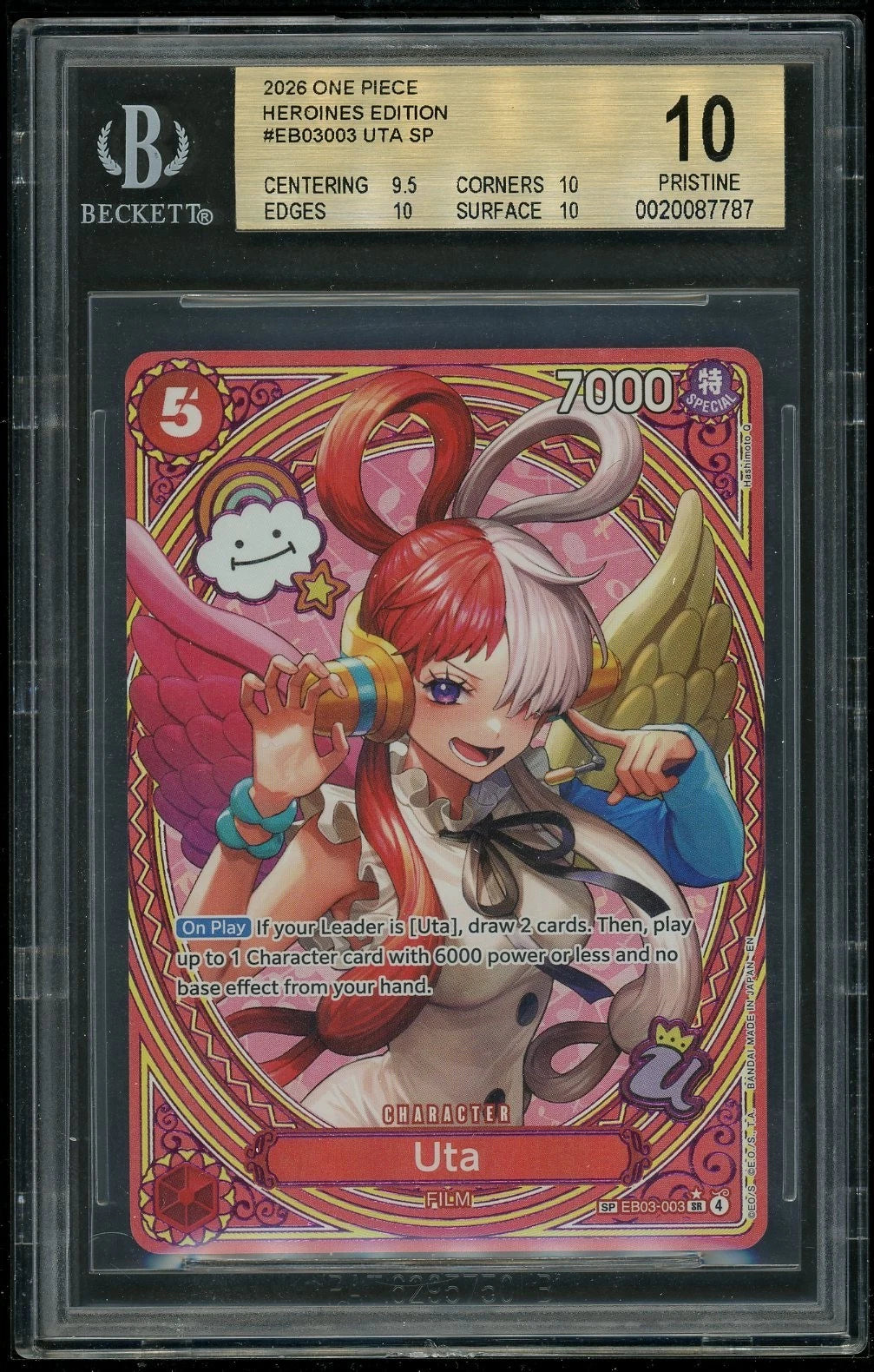 2026 One Piece English EB03-003 Uta Special Alternate Art BGS 10 PRISTINE